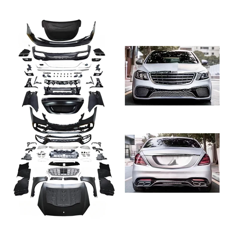High Quality S65 W222 Style Cut Version Body Kit With Bumper For S Class W221 2005-2013 Exterior Upgrade Parts