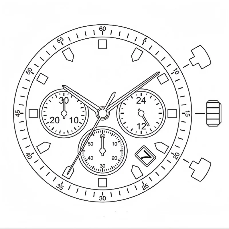 ملحقات حركة الساعة لحركة JS25، إبرة صغيرة بستة دبابيس 3/6/9، تقويم واحد #5