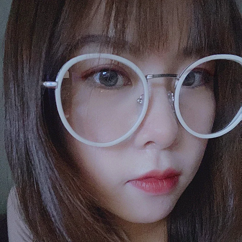 Fashion Big Round Glasses Frame Men Women Metal Glasses Frames Vintage Optical Eyeglasses Black White Spectacles