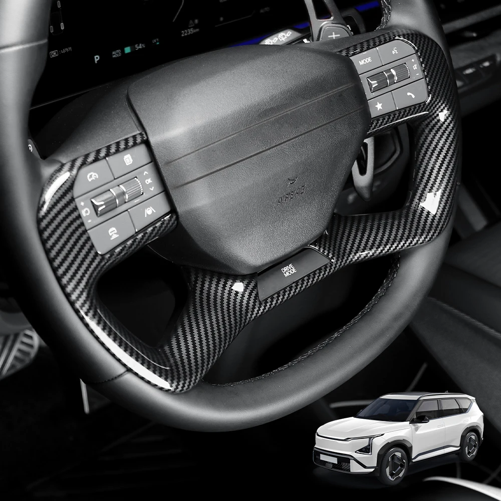 

For Kia EV5/EV9 Car Tuning Carbon Fiber Steering Wheel Cover Trim Accessories Interior Parts