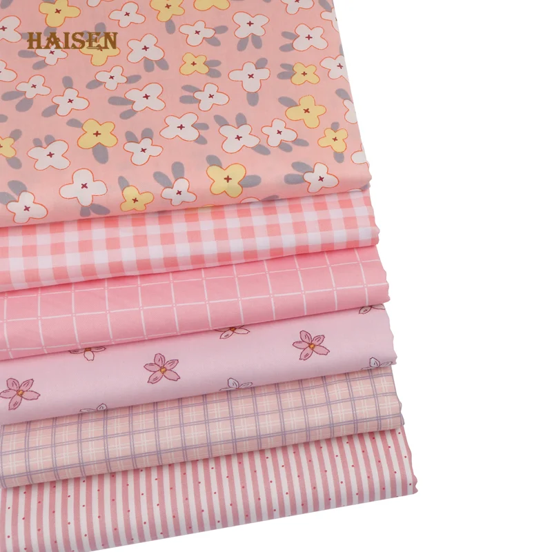 Printed Twill Cotton Fabric,Pink Geometry Cloth,Patchwork Set ,​DIY Baby Child\'s Sewing Quilting Handmade Home Textiles Material