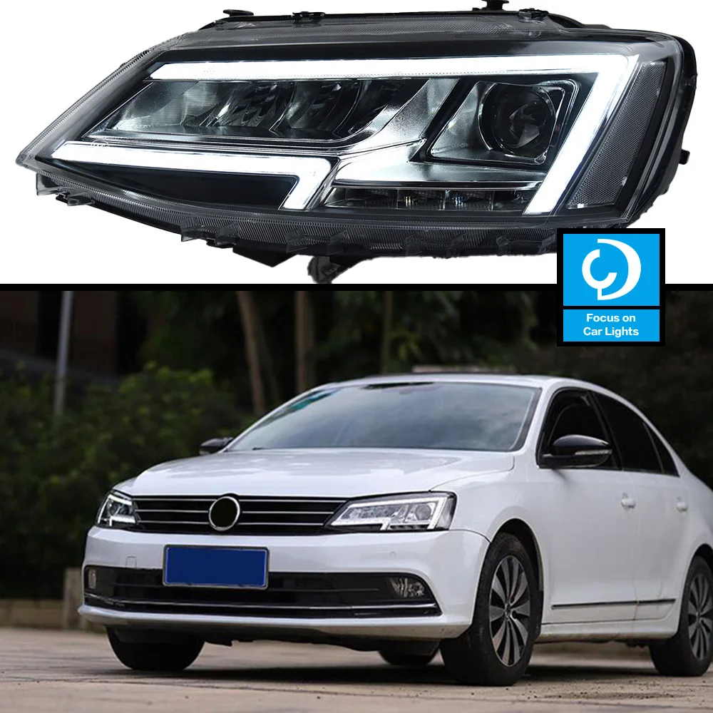 Samochód przedni reflektor dla Jetta MK6 2012-2018 MK7 lampa czołowa LED stylizacji dynamiczny kierunkowskaz akcesoria samochodowe 2 sztuk