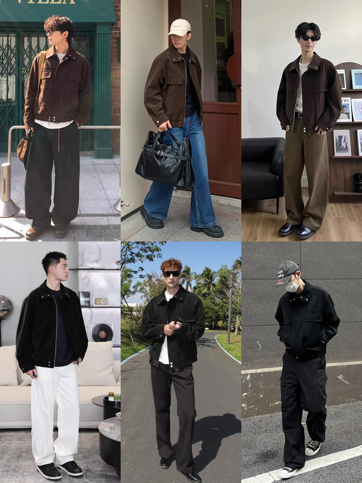 Loose Men's Suede Jacket Trendy Workwear Style Spring 2026 Casual Outerwear Top for Youth Wear PU Material Long Sleeve Zipper