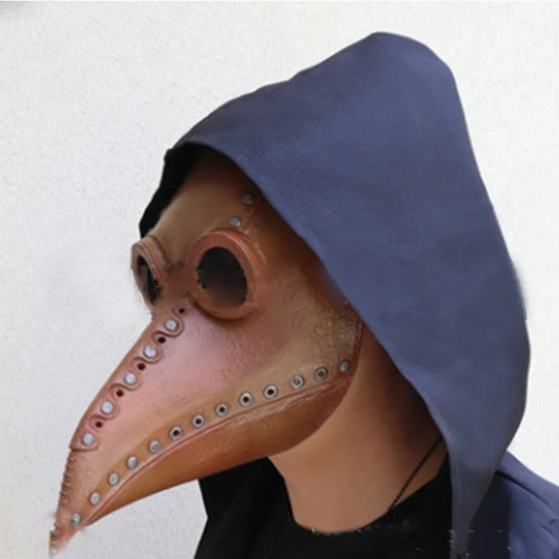 Black Leather Plague Doctor Mask Long Nose Bird Beek Steampunk Face Mask Cosplay Prop for Adult Halloween Decorations