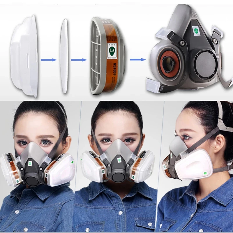 9in1 6200 PM2.5 Half Face Gas Mask Respirator Painting Spraying Acid gas organic vapor with 6001/6002/6003/6005 Filter