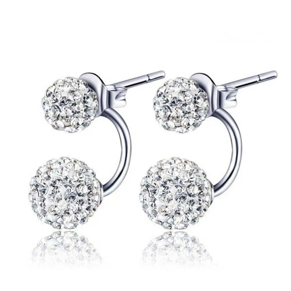 Shambhala Double Ball Design Stud Earrings Women\'s Jewelry Double Crystal Ball Earrings Korean Style Jewelry Accessories