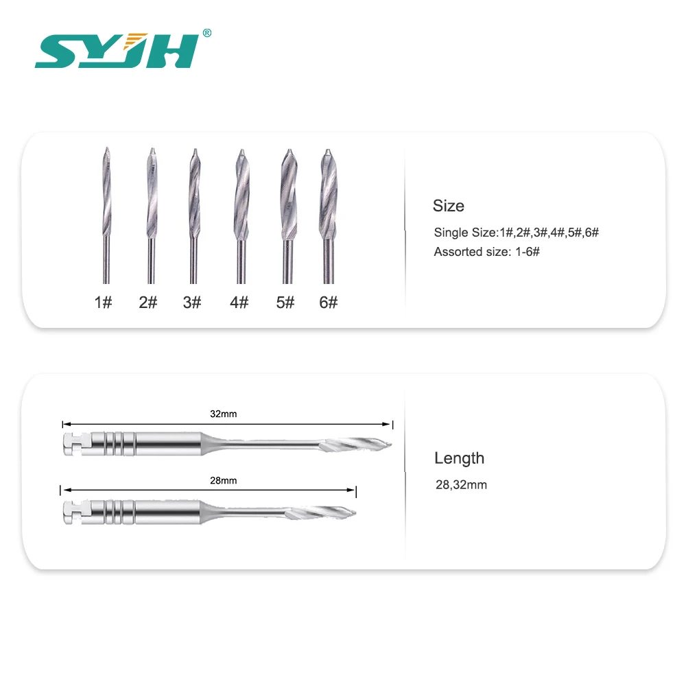 ELIJAH 60Pcs=10Box=1Pack Dental Endodontic Gates/Peeso Drill Glidden Rotary 28mm/32mm #1-6 Engine Use Stainless Steel Endo Files
