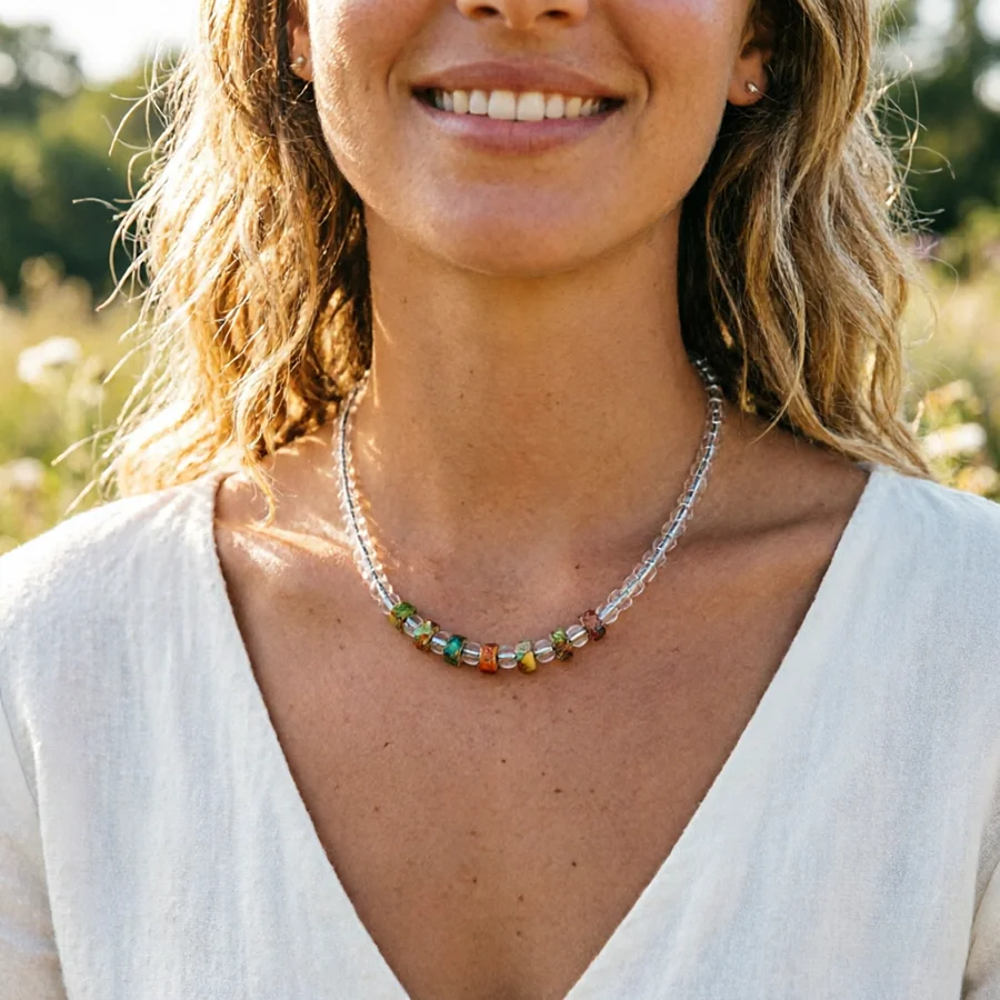 

Прозрачное ожерелье из натуральных каменных бусин для женщин, простое ожерелье-чокер, ювелирное украшение, подарок