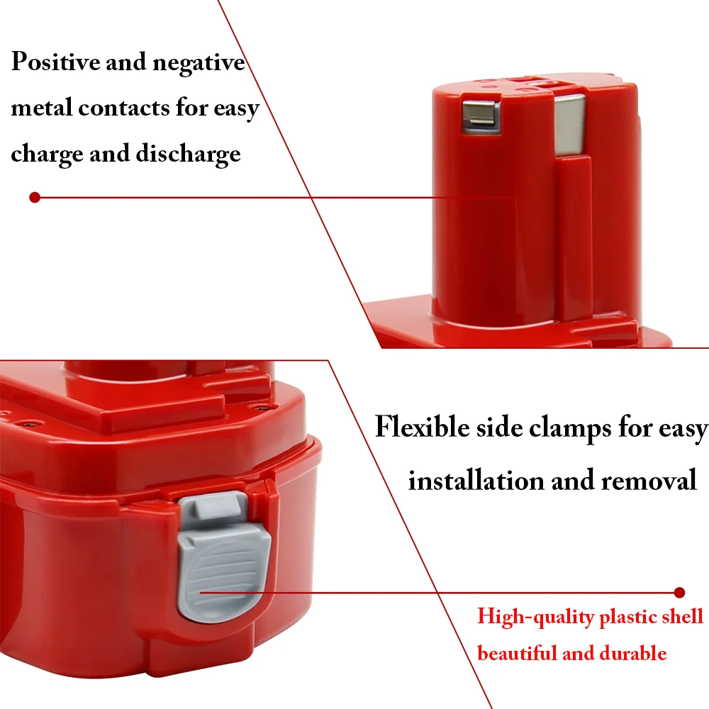 12800mAh 12V For Makita Battery PA12 Ni-Mh Battery For Makita 1200 1220 1201 1222 1233SA/B1235 192681-5 Power Tool Batteries