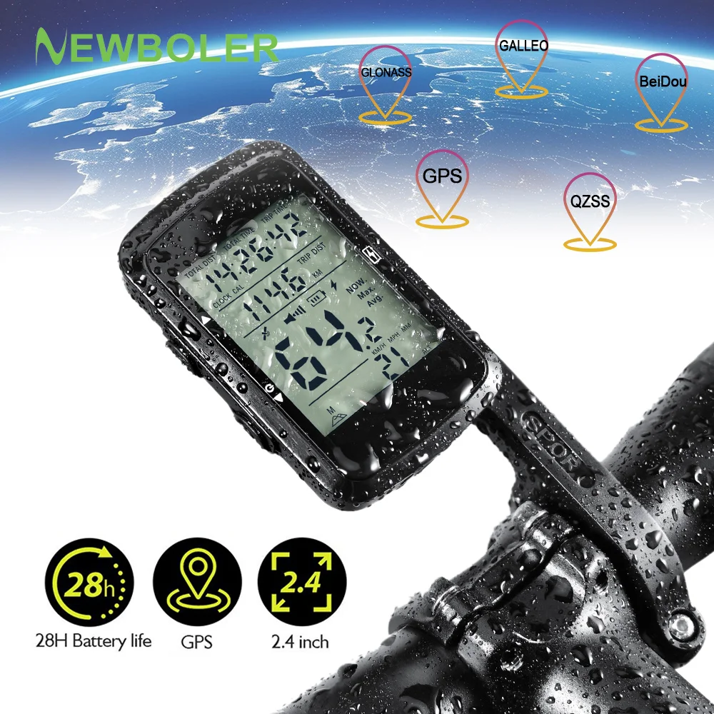 NEWBOLER Bicycle Computer Wireless GPS Bike Speedometer MTB Road Bicycle Waterproof USB Rechargeable Bicycle Accessories