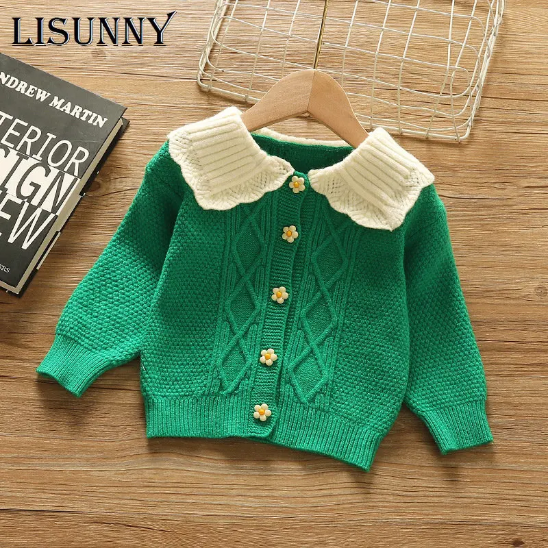 

Child Cardigan Girls Sweater 2023 Spring Autumn Toddler Knitted Sweet Coat Kids Jumper Children Jacket Baby Clothes 0-8y