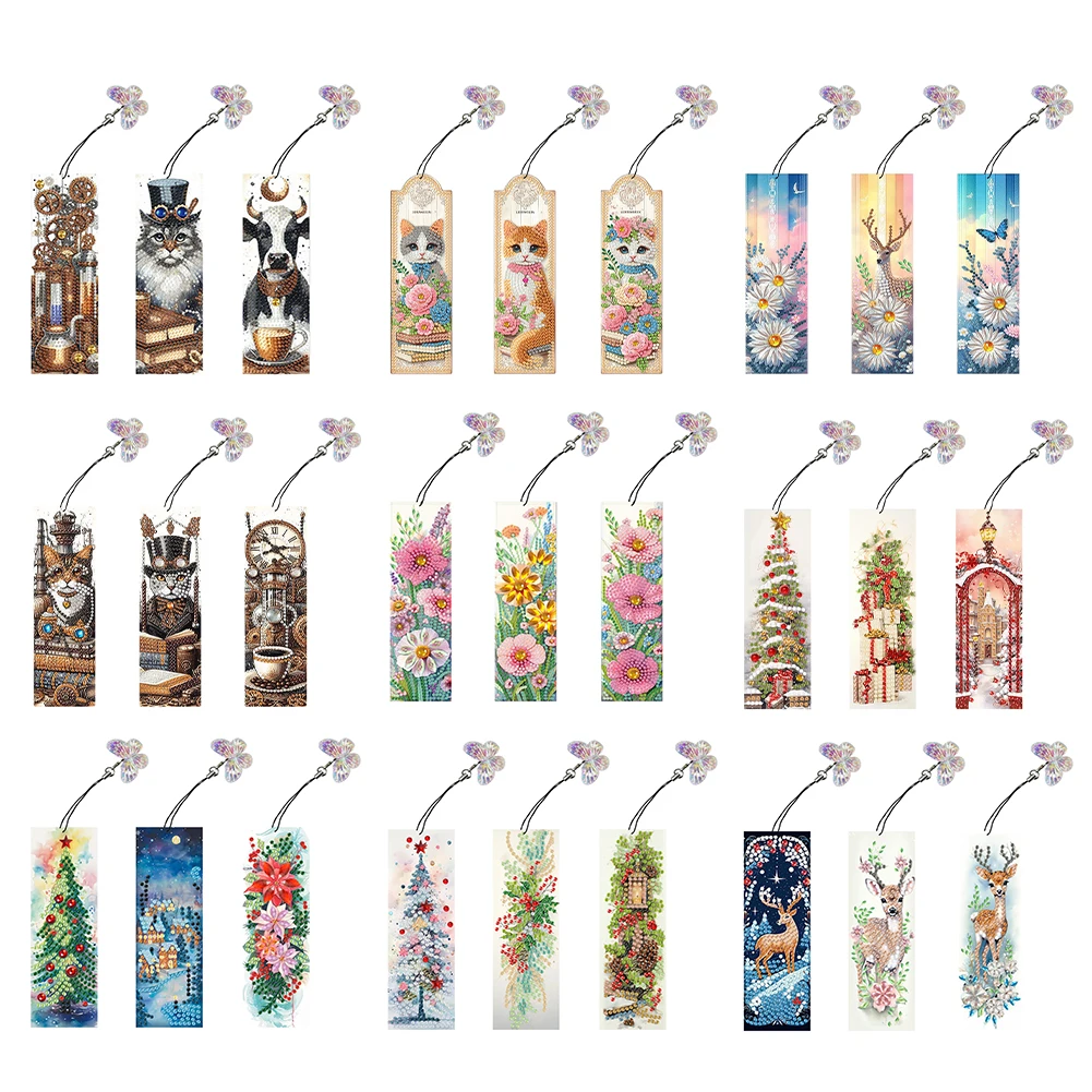 3Pcs Special Shape Animals Diamond Bookmark Art Projects 5D DIY Diamond Painting Bookmark DIY Bookmarks Diamond Painting Kits