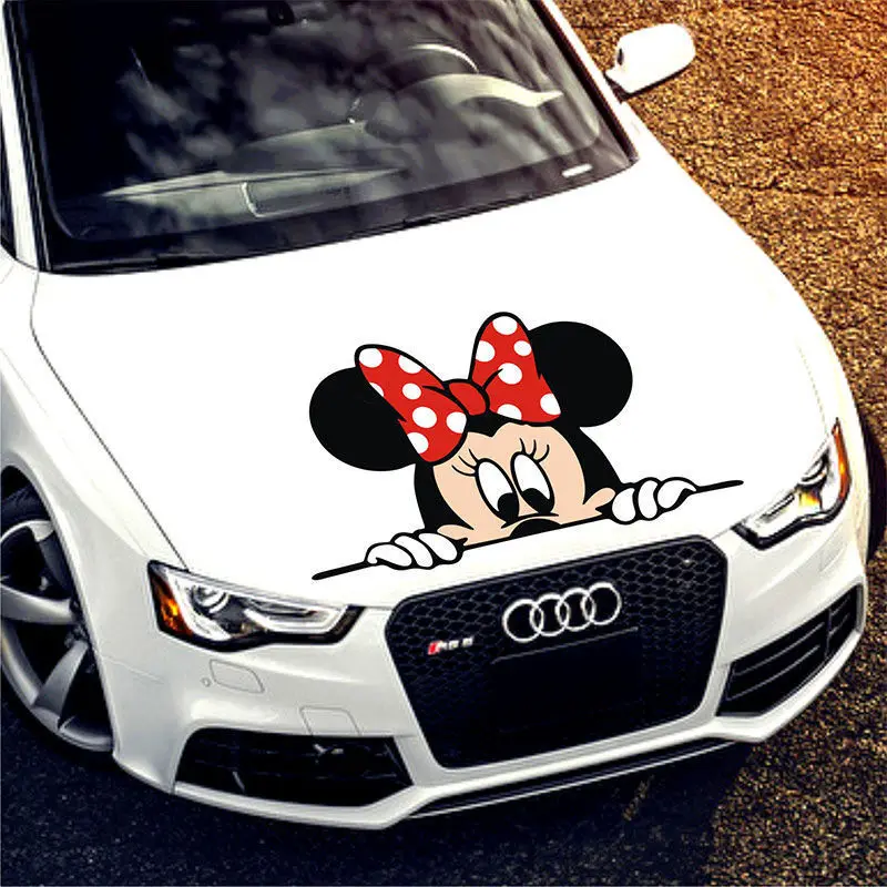 Disney Mickey Car Stickers Anime Cartoon Minnie Creative Rearview Mirror Rear Bar Cover Scratches Creative Car Stickers Toy Gift