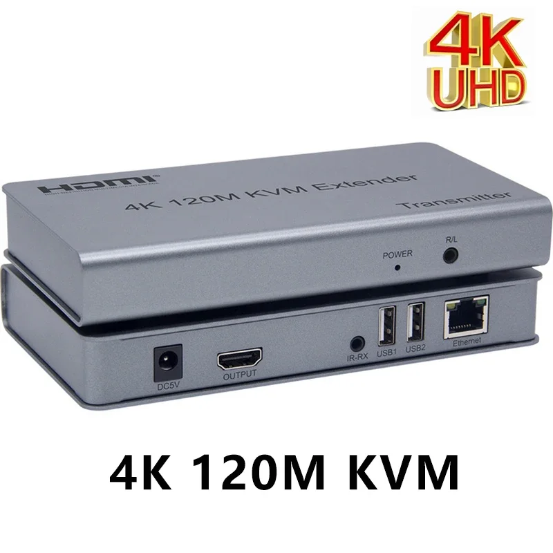 4K 120M HDMI KVM Extender over Cat5e/6 cable HDMI USB Ethernet Extender Transmit with Loop out IR Control Support Mouse Keyboard