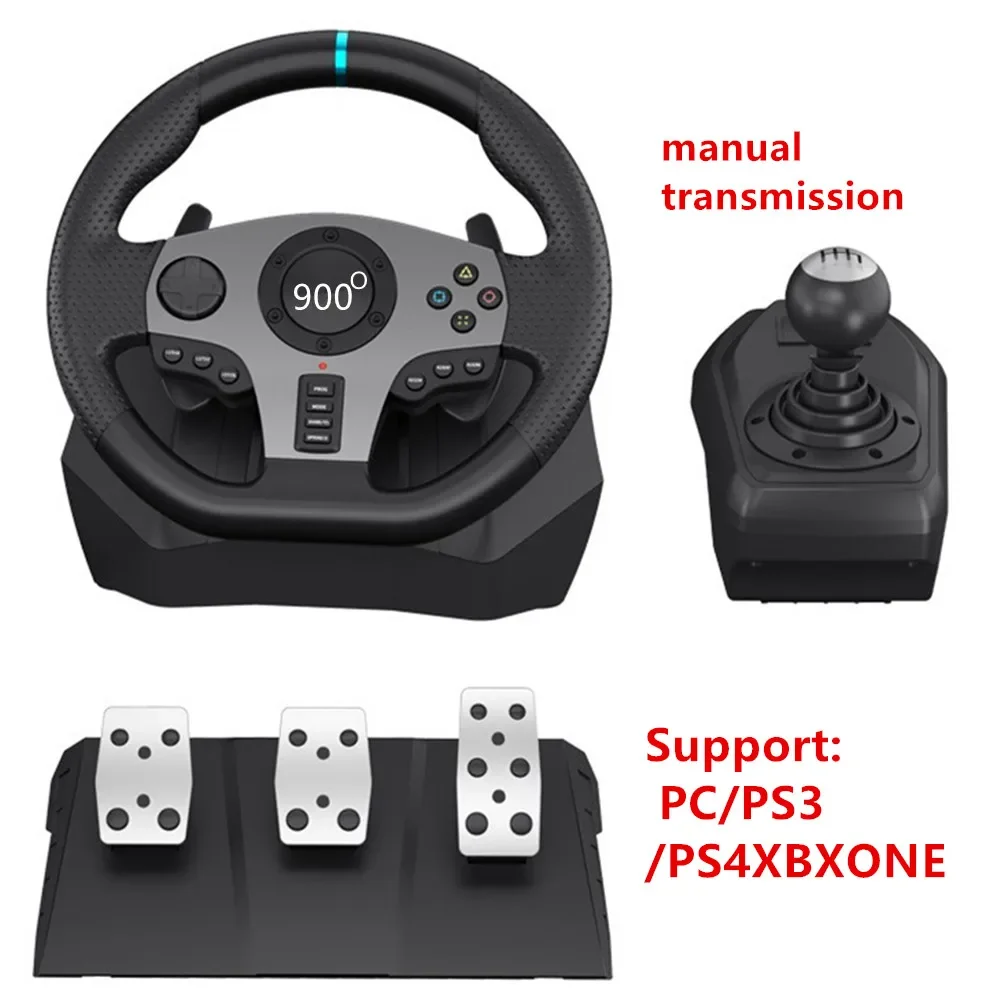 900 درجة لعبة عجلة القيادة المدمج في الاهتزاز موتور سيارة القيادة محاكاة ألعاب تحكم الكمبيوتر الروك غمبد ستة والعتاد