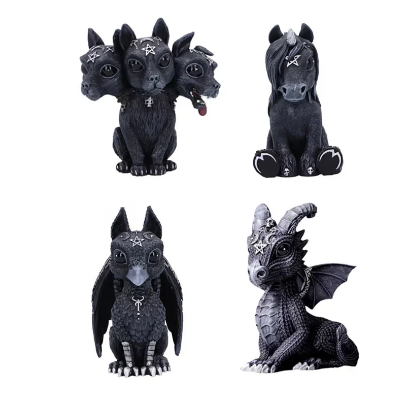Halloween Magic Black Dragon Griffin Unicorn Mysterious Witches Statue Home Decor Figurine Christmas Desk Ornaments - Image 3
