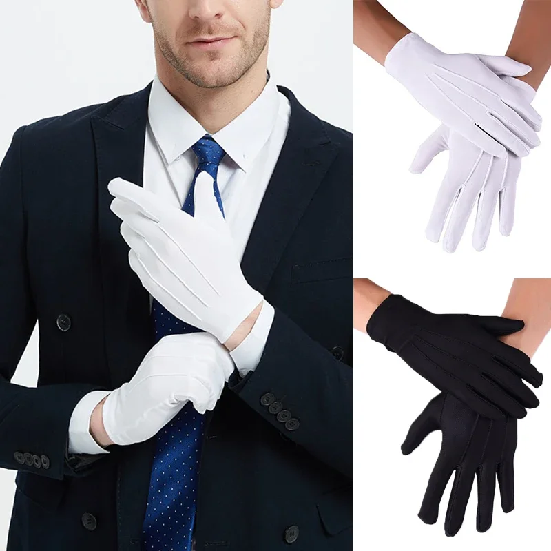 

Women Men New Solid White Tuxedo Gloves Party Festive Wedding Ceremony Formal Uniform Guard Band Butler Protection