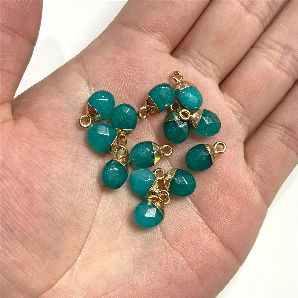 6x10mm Félkegyelmű faceted Ovál Alak Kő Medál chalcedony Kvarc howlite charms számára ékszer Gyártás DIY Fülbevaló accessor 5db