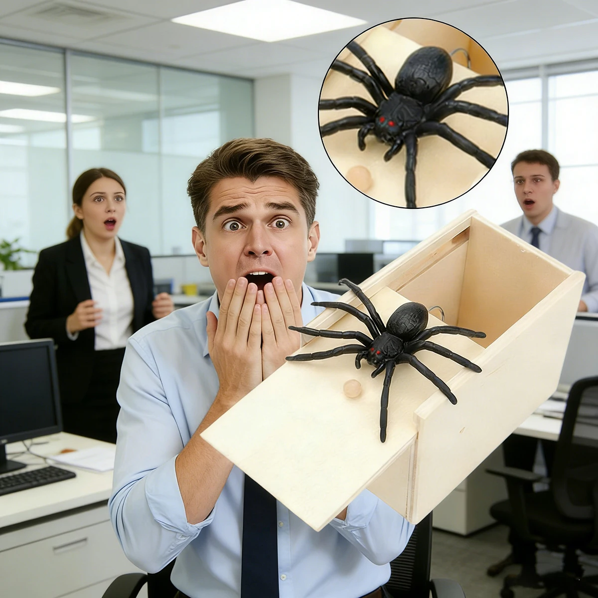Spider Prank Box Gag Gift, Funny Wooden Jumping Spider Surprise Gift Box Christmas Gifts Funny Prank Toy for Adults Men Women