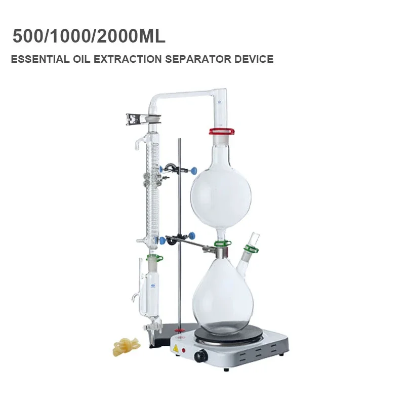 

to Essential Oil Extraction Separator Device Dew Distillation Equipment Glassware Kits Water Distiller Purifier Full Set