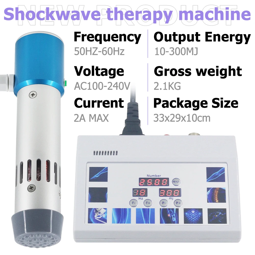 Máquina de terapia de ondas de choque, masajeador profesional para el tratamiento eficaz de ED y alivio del dolor corporal, 300MJ, la más nueva