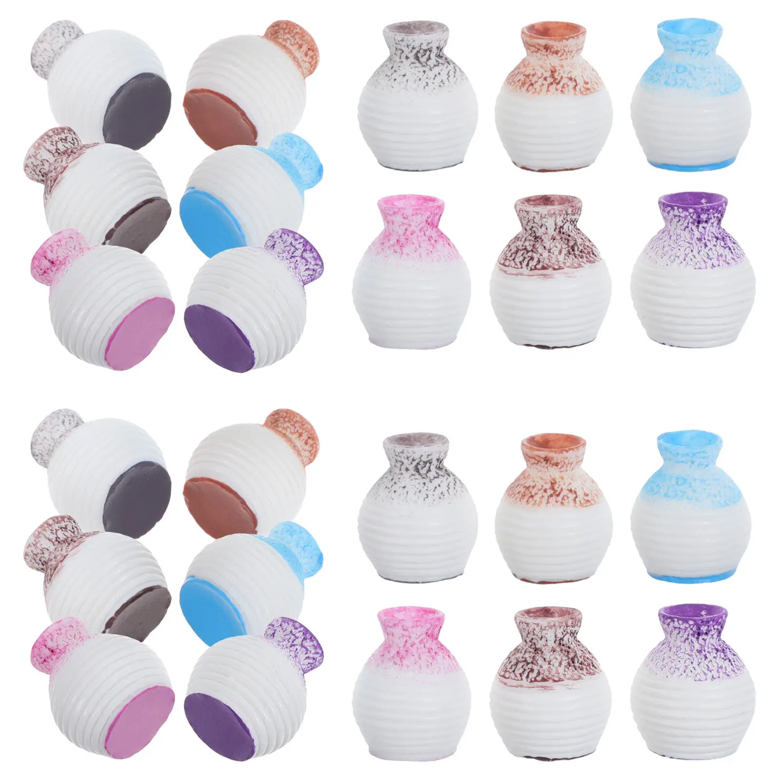 24Pcs Mini Flower Vase Resin Miniature Bud Small Desktop Planters Creative Micro Landscape Fairy Garden Decoration