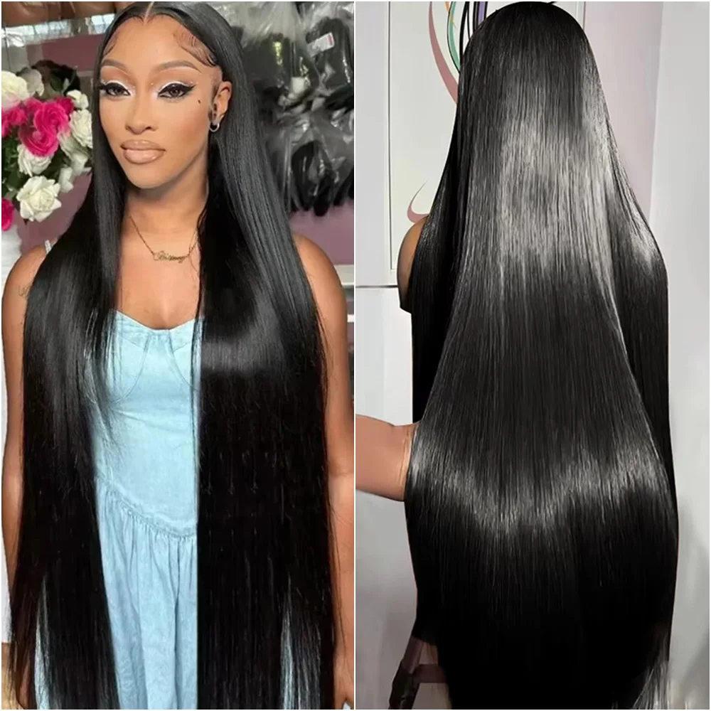 

Прямой парик из натуральных черных волос 13x4 с прозрачной кружевной основой, парик 13x6 с HD-кружевом спереди, 40 дюймов, парик 360 с полным кружевом и парик 7x6 без клея