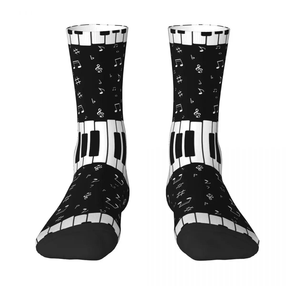 Vintage Piano Music Note Men's Socks Unisex Street Style Pattern Printed Crazy Crew Sock Gift