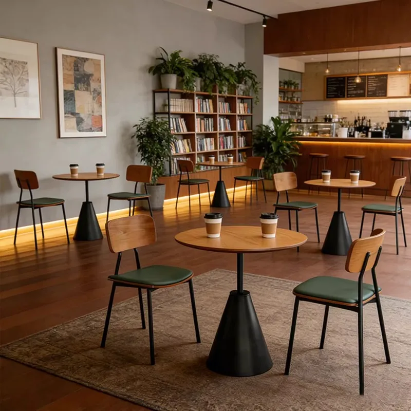 Modern Wooden Restaurant Set Table and Chair Combination for Coffee Shop Cafe Bakery-Wabi Sabi Style Commercial Furniture view 2