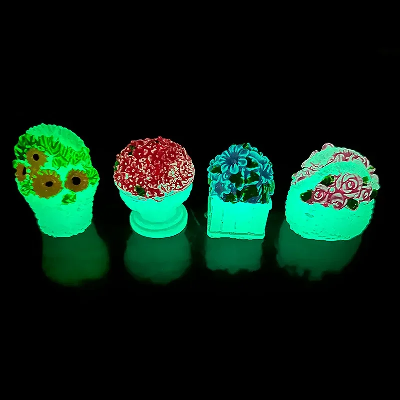 3D Resin Luminous Potted Flower Diy Dollhouse Figures Flatback Kawaii Crafts Materials Supplies Scrapbook Decoden Miniature DIY