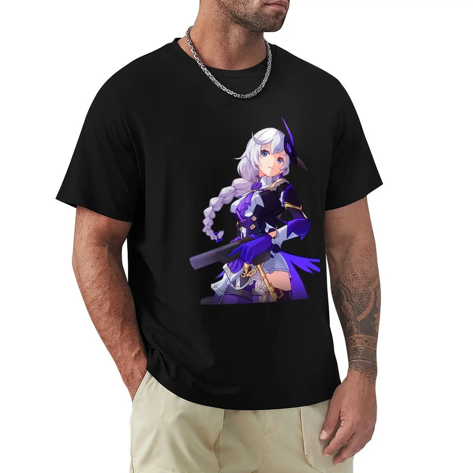 Honkai Impact 3rd Kallen Kaslana Sixth Serenade T-Shirt Basic Plain Short Sleeve Crew Neck Tee