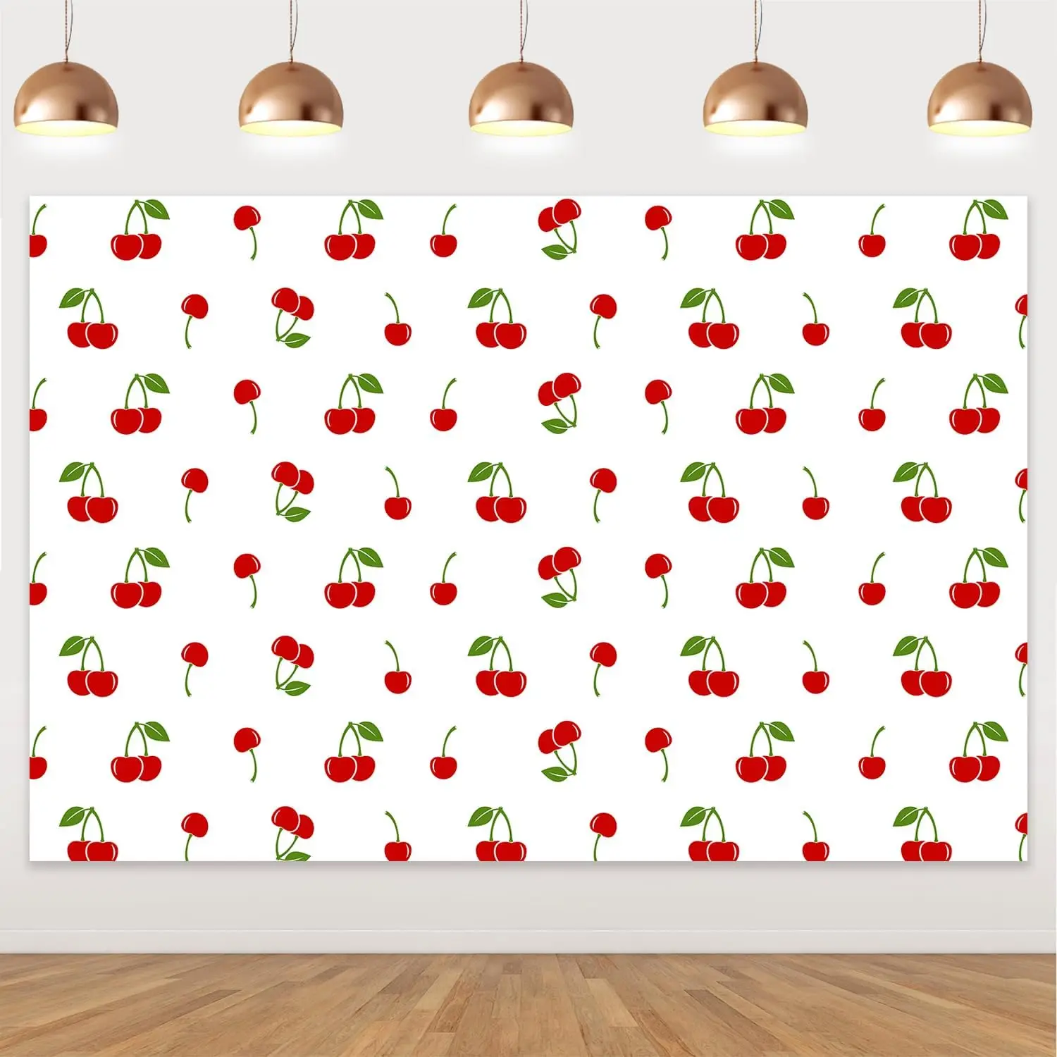 Funmemoir 5x3ft White Cherry Themed Fruits Cartoon Photography Background Cloth Baby Shower 1st 2nd 3rd Birthday Decor Supplies