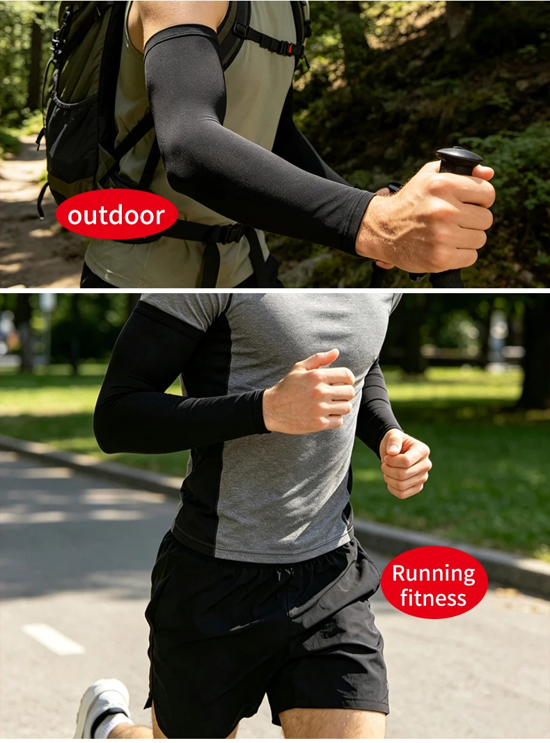 Herren Übergrößen Eisseide Armstulpen, UV-Schutz Rutschfeste Kühlende Ärmel für Sport Radfahren Basketball Outdoor – Detail 4