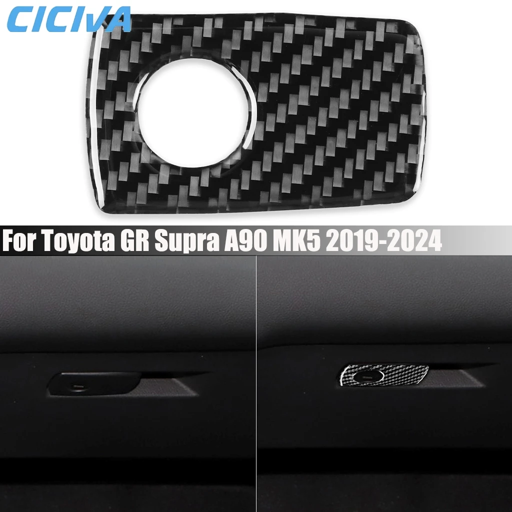 

Carbon Fiber Car Accessories Glove Storage Handle Interior Cover Modified Trim Sticker For Toyota GR Supra A90 MK5 2019-2024