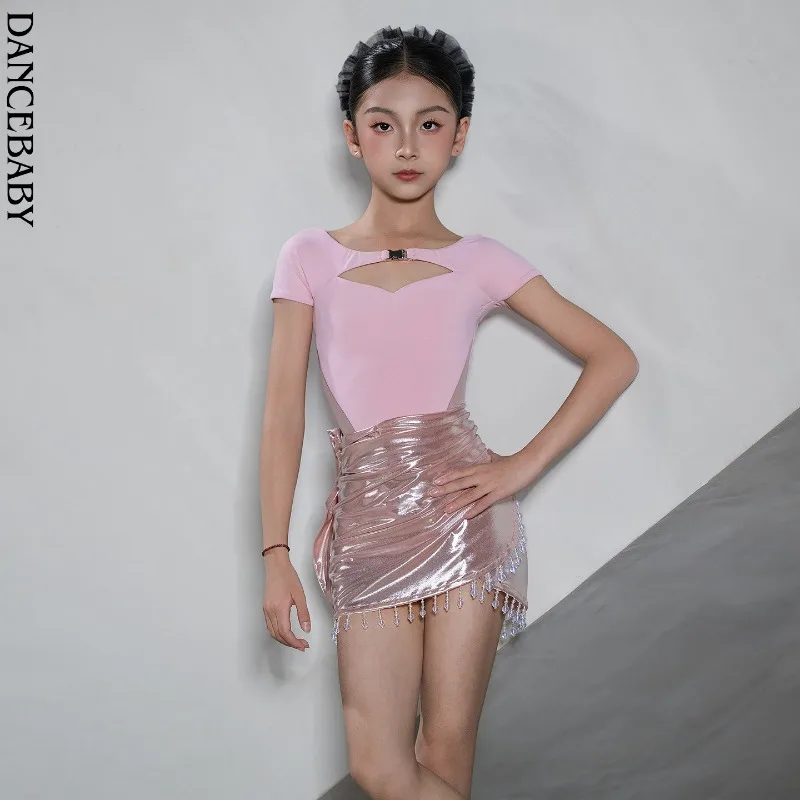 Customized Balloom Latin Dance Dress Performance Costumes Top and Half Skirt 2pcs Set Girls Training Suit Samba Practice Clothes
