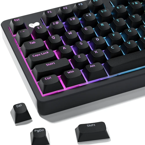 Teclas XVX Black Horizon Line Pudding, juego de teclas PBT con brillo de doble disparo para teclado mecánico, teclas de 117 teclas