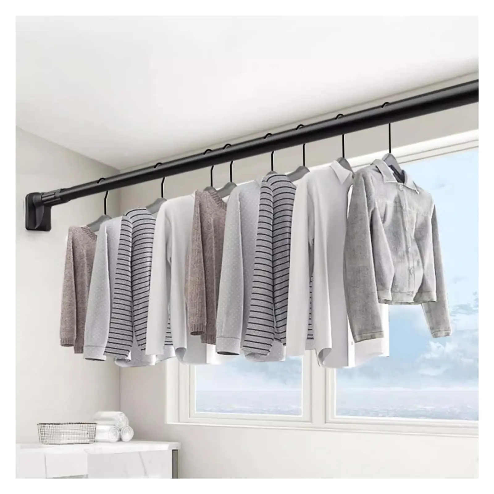 Closet Valet Rod, Closet Rod, No Drill Adjustable Clothes Closet Bar, Stainless Steel Shower Curtain Pole for