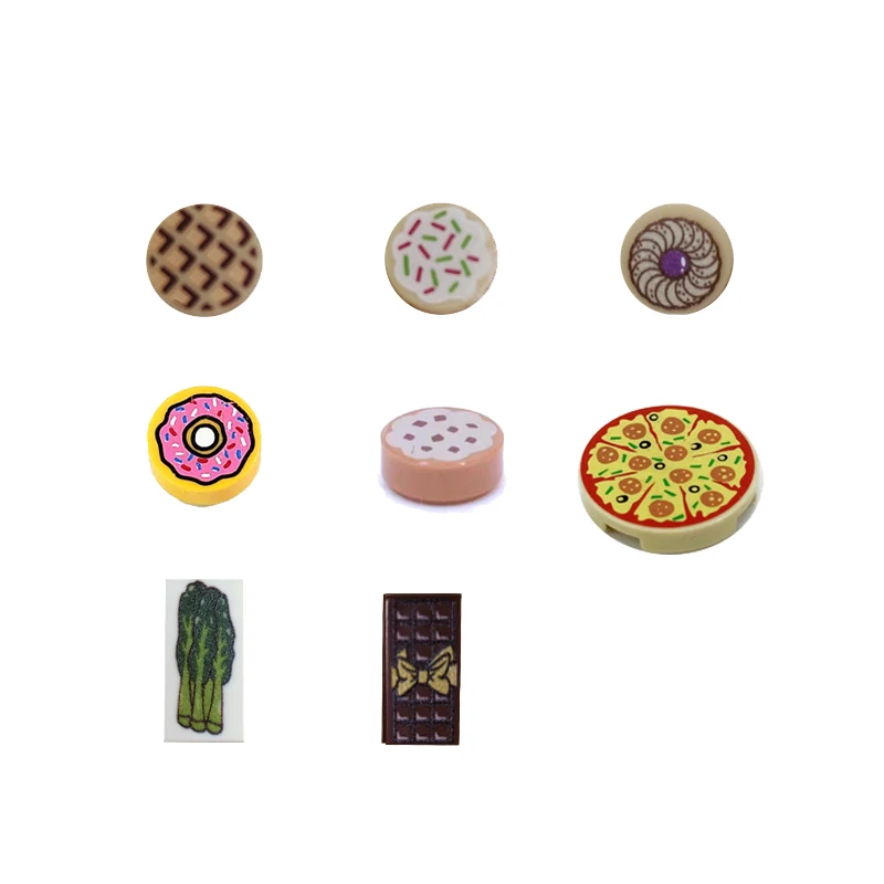 MOC City Print Building Blocks Computer Monitor Audio Keyboard Phone Food Pizza Wall Brick Dollar Coin Poker Card Toys Gift K059