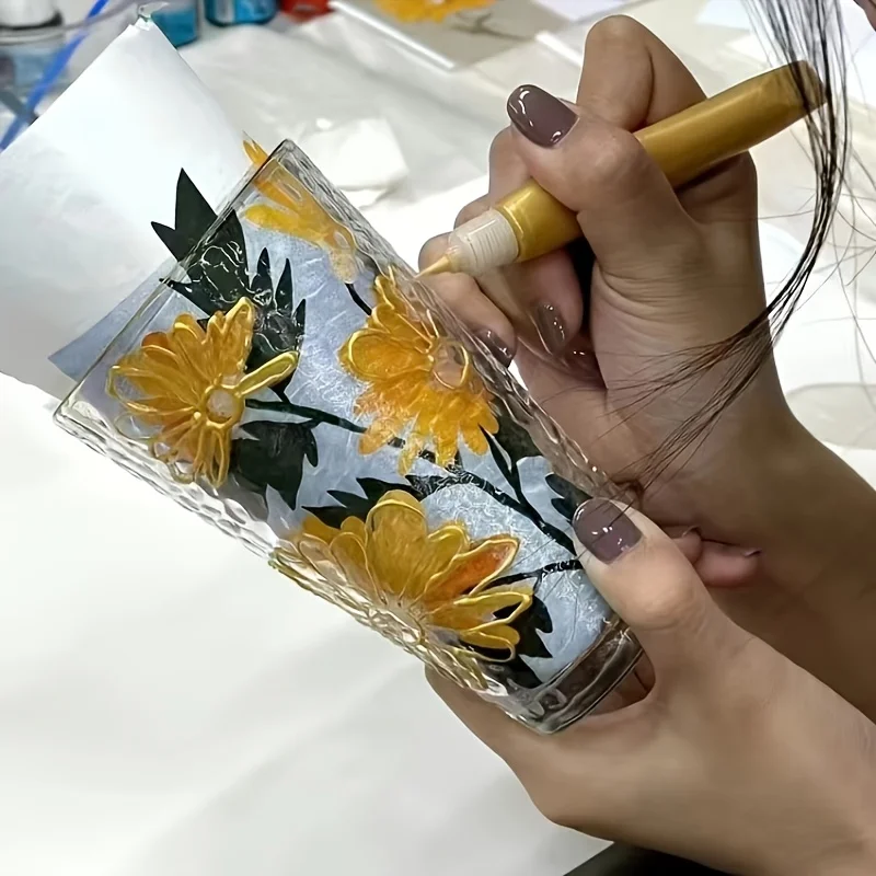 Metallischer 3D-Konturenstift Gold Silber Acrylfarbe Marker Wasserfester Permanentstift für DIY-Handwerk, Nagelkunst, Scrapbooking & Kartenherstellung – Detail 2