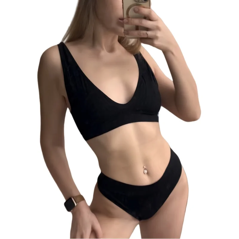 Seamless Bra And Panties Set Push Up Bras Women Sexy Lingerie Female High Waist G-String V-neck Brassiere Underwear Set