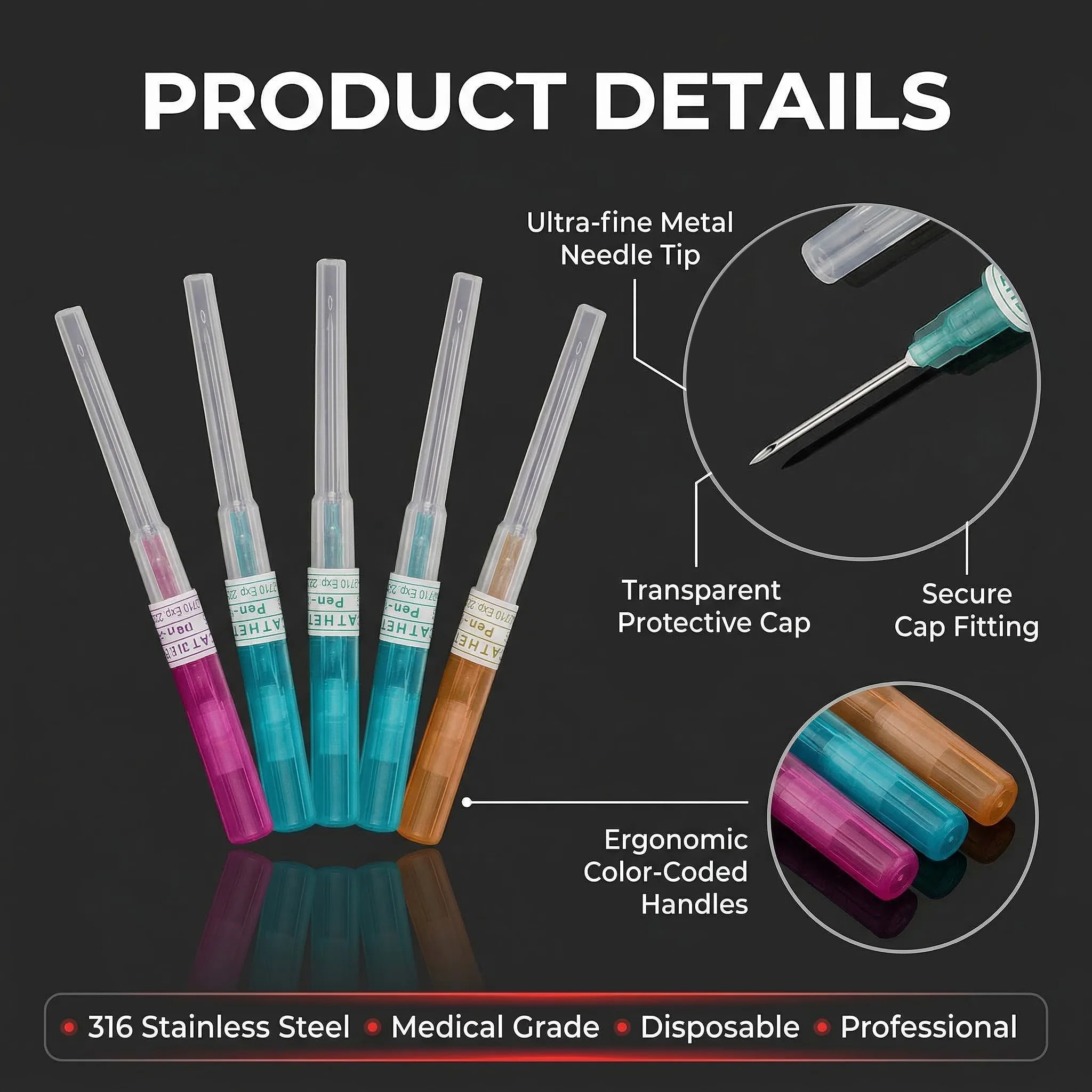 

DM 50PCS Disposable Body Piercing Needle Tattoo Needle 18G 20G 21G 22G Disposable Ear Nose Navel Nipple Sterile Puncture Needle