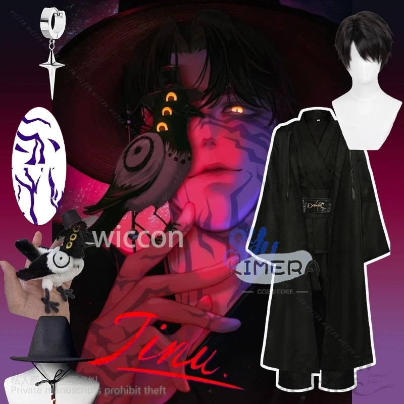 

Jinu sajaboy﻿ Cosplay Handsome Idol Stage Uniform For Anime Movie Kpop Demon Korea Hat Vampire Goth All Black Suit Halloween Cos