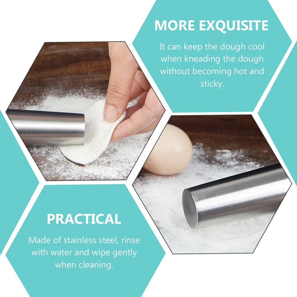 

Stainless Steel Rolling Pin Heavy Duty Dough Roller For Baking Bread Pizza Pastry Kneading Tool Dual Heads Rolling Stick