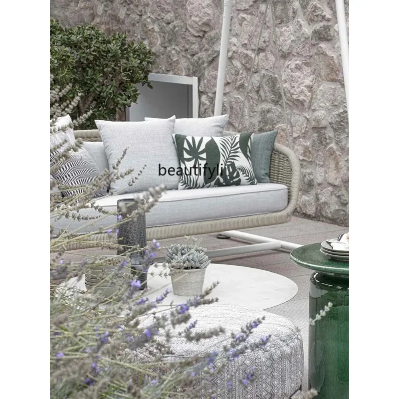 Outdoor Balcony Single Double Triple Hanging Chair Outdoor Villa Courtyard Triple Swing Cradle  H