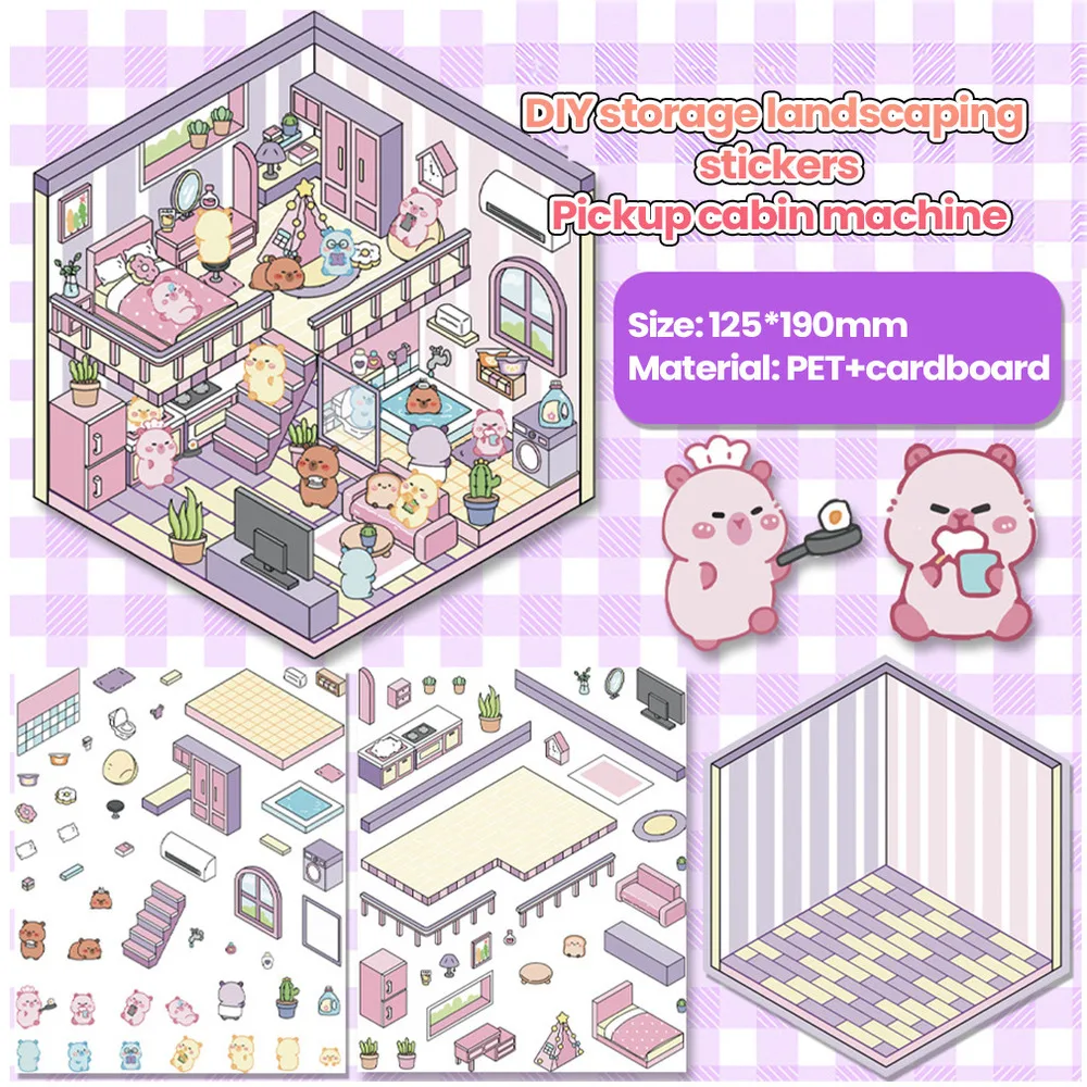 Naklejki 3D Krajobrazy Kreskówkowe DIY do Scrapbookingu i Dziennika