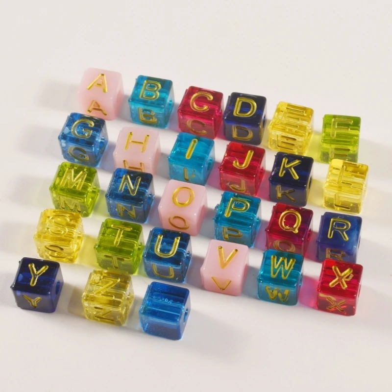 Moldes para hacer joyas 95AB, moldes para manualidades con letras en forma cubo, moldes flexibles para cuentas