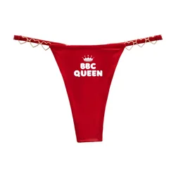 Sexy Thong for Women BBC QUEEN Spades Love Decoration Cotton Crotch Low Rise Underwear Girlfriend Wife Love Free and Fun Thong