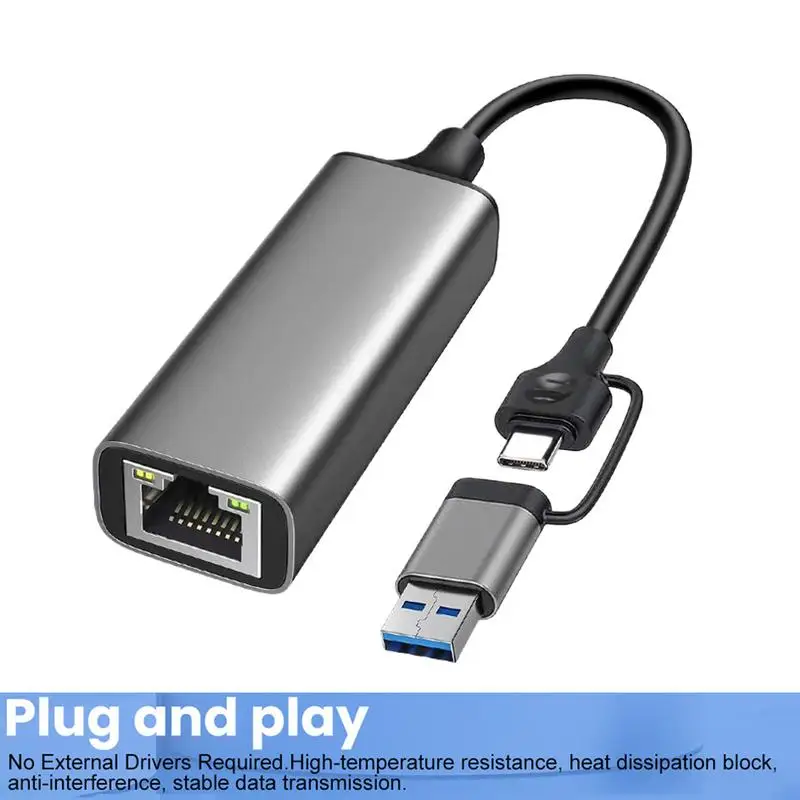 Adaptateur réseau Ethernet Plug & Play, adaptateur Gigabit Ethernet pour jeux, vidéos, transfert rapide, pilote de réseau informatique Stable pour