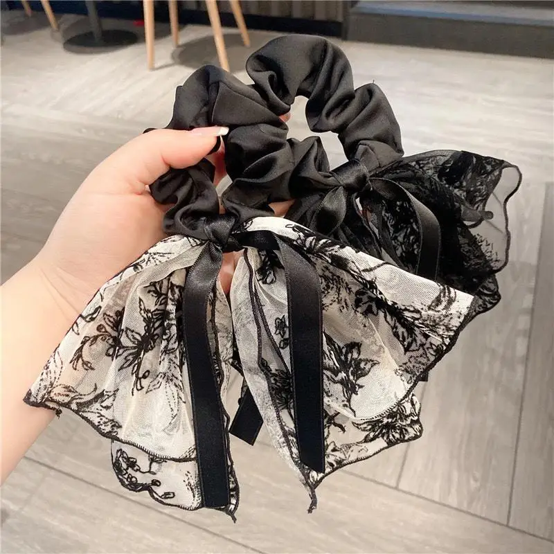 1PC Large Lace Bow Hair Clip Embroidered Bowknot Sweet Ribbon Hairpin Girl Headdress Top Clip Korea Hair Accessories