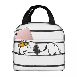 Snoopy Smile Giggle Laugh Insulated Lunch Bags Thermal Bag Reusable Leakproof Tote Lunch Box Food Storage Bags School Outdoor